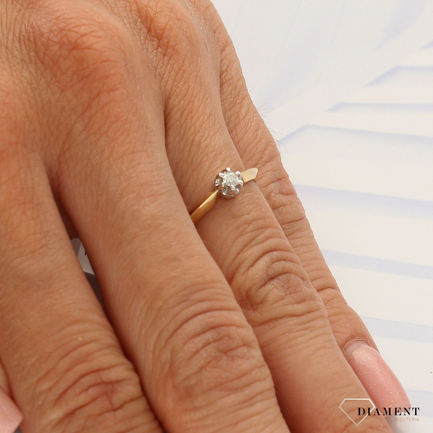 Pierścionek złoty DIAMENT 585, diamenty z diamentami 0660027085 HSI wykonany ze złota próby 585.jpg